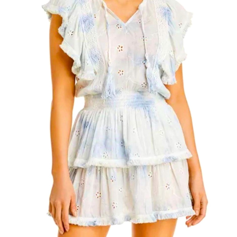 Ruffled mini eyelet dress